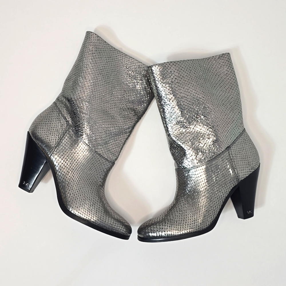 MICHAEL Michael Kors Metallic Silver Heeled Boots